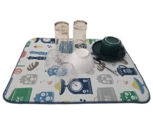 Quality Household Sink Washable Printing Dish Drying Mat 38x50cm Microfiber wholesale