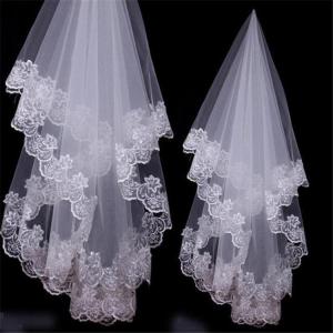 Quality Embroidery Cord lace with Rhinstone Ivory/White Bridal Veil Wedding Accessories wholesale