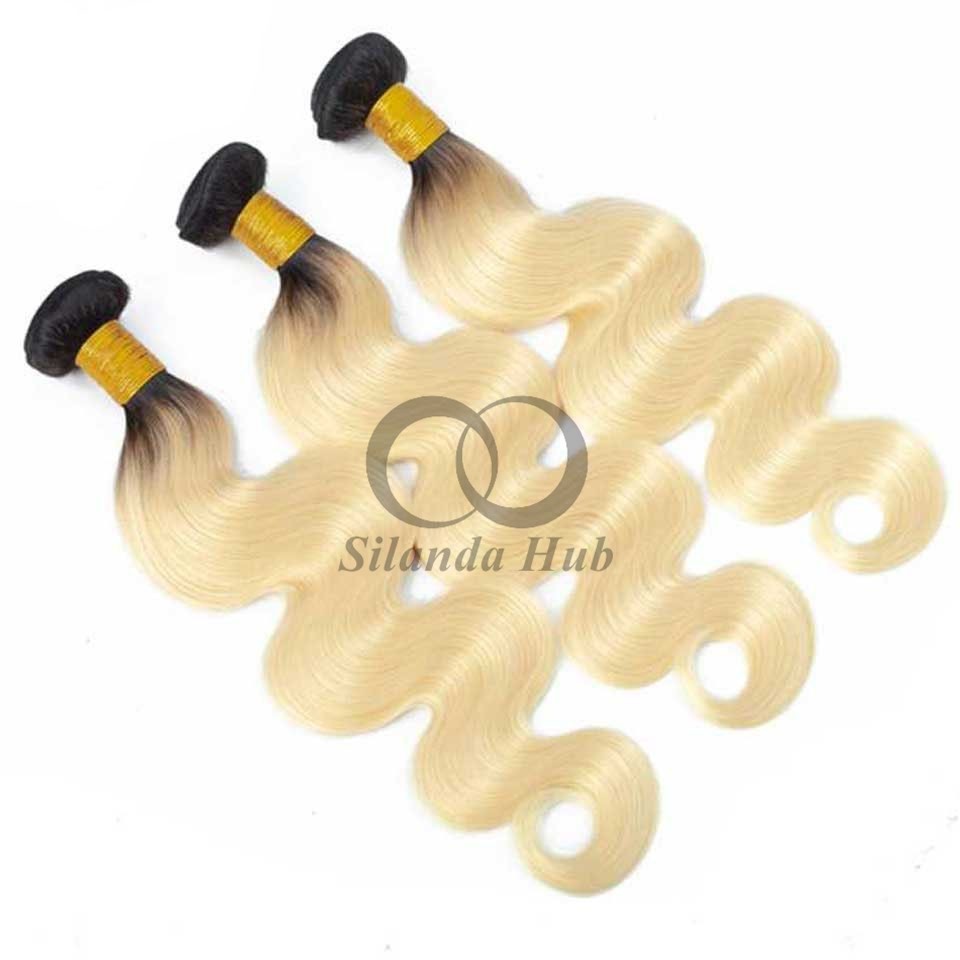 #T1B/613 Bleached Blonde Body Wave Remy Human Hair Bundles Sew In Weave Bundles Brazilian Bundle Deals