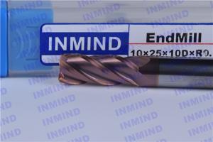 Quality 10*R1.0 Corner Radius end mill upto HRC65 4 Flute high hardness R0.5 Corner TiSiN Coating wholesale
