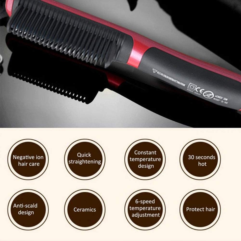 Splint Negative Ion Roll Straight Electric Hair Brush Fast Ceramic Heating