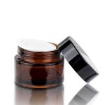 Black Refillable Glass Cream Jars 15g 20g 30g 50g 100g Round Small Amber Glass