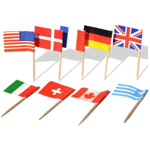 Quality 6.5cm Decorative Cocktail Stick Flags Wooden Cake Burger Toothpick Flags wholesale