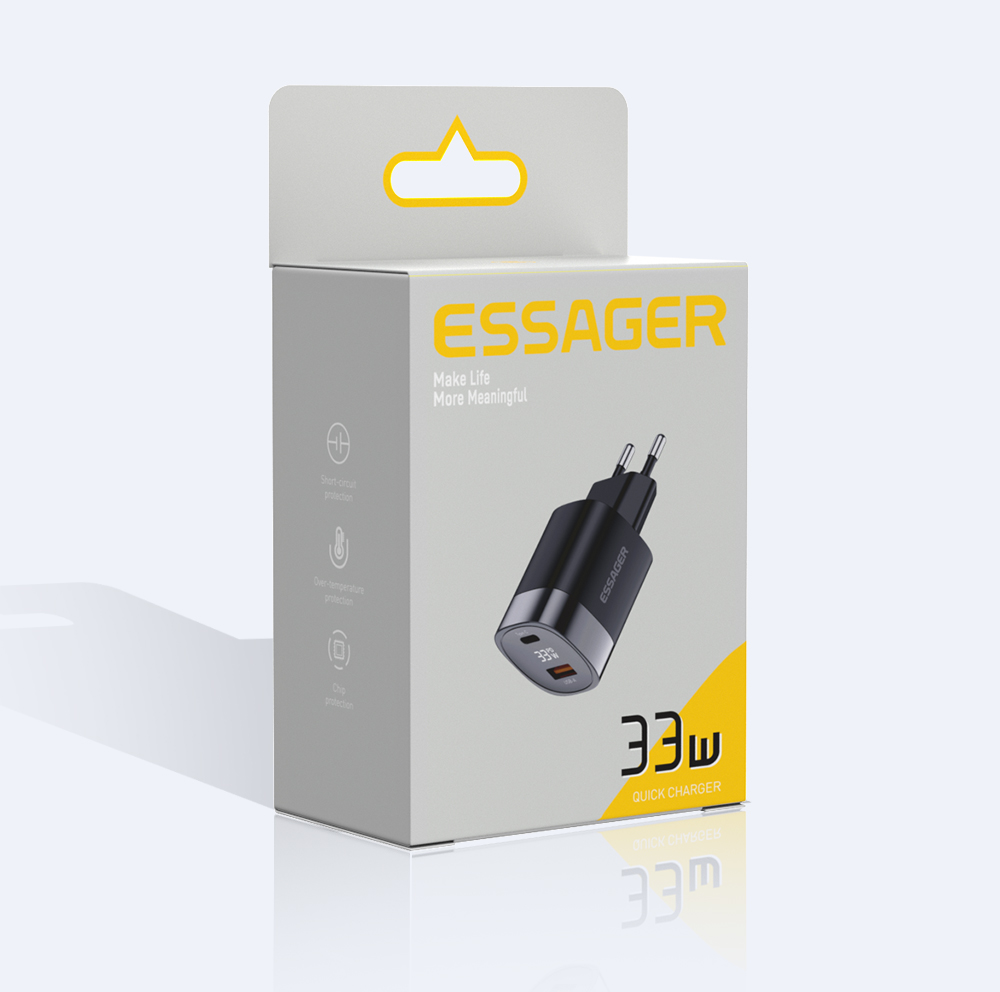 USB A Type C GaN Chargers Mini Fast Charging 33W With Cable EU Standard
