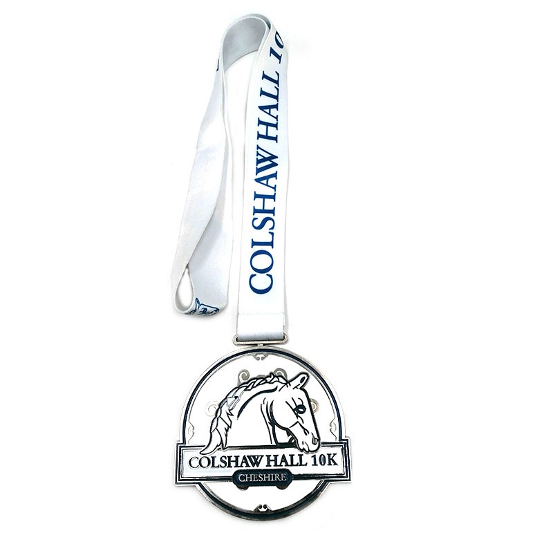 Red Ribbon Custom Metal Medals And Awards with national flags