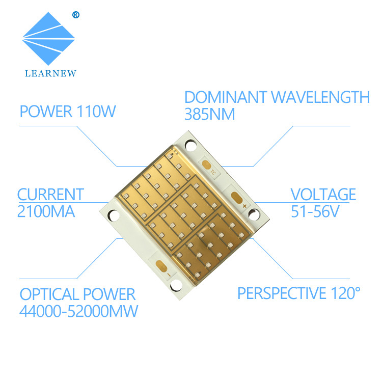 35x35MM 365nm 385nmm 395nm UVA SMD LED Chip 110W With Long Life Span