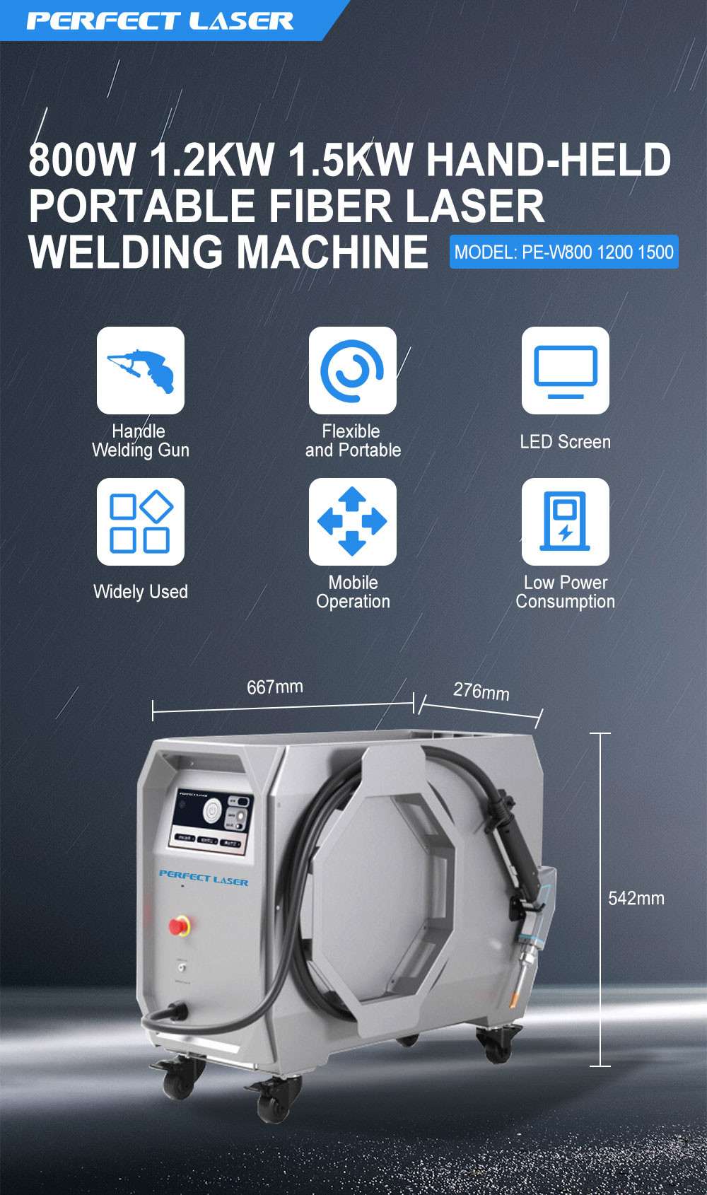 800w 1.2kw 1.5kw Portable Fiber Laser Welding Machine Small Hand Held For Metal Stainless Steel Bronze Aluminum