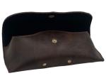 Dark Brown Luxury Leather Glasses Case , Soft Leather Sunglasses Case