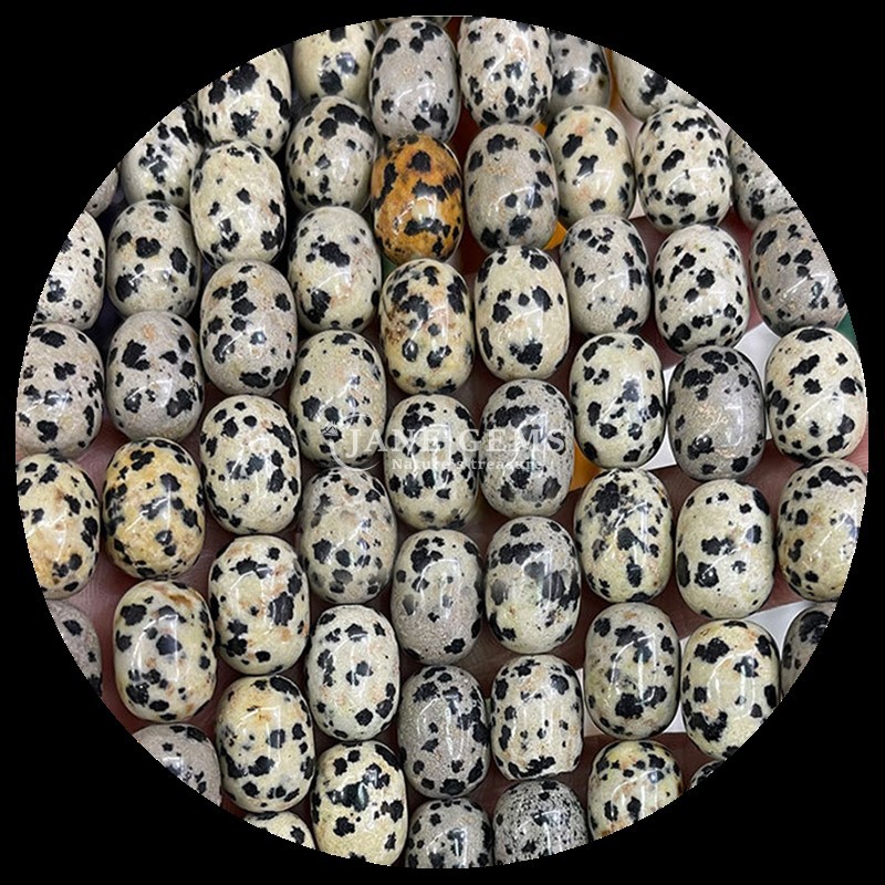 Gems Bead Dalmatian Jasper Natural Crystal Gemstone Barrel Shape Loose Bead Strands for Jewelry Making