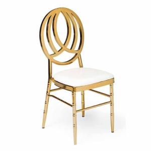 Quality Apartment Golden Chiavari Chairs Gold Chiavari Chairs With White Cushion wholesale