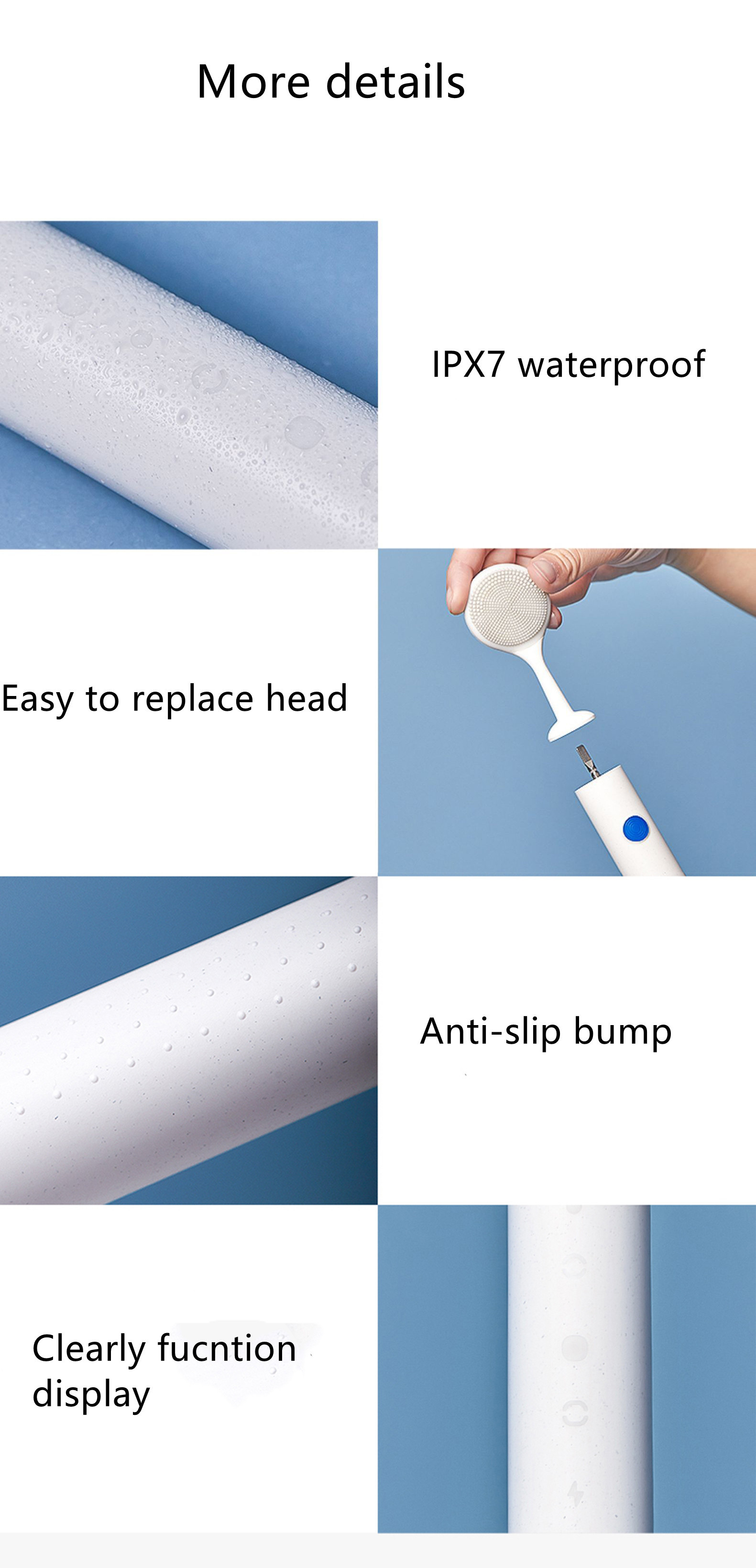 Replaceable Heads 3 In 1 Ultrasonic Electric Toothbrush