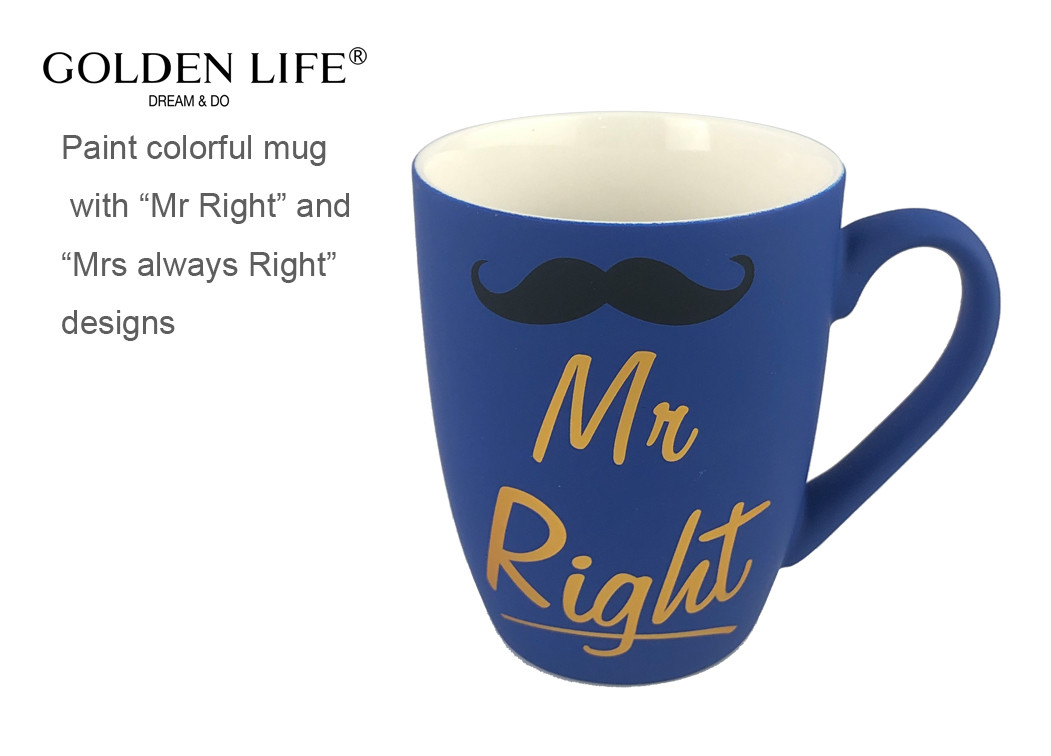 400ml Fine Bone Mr Right Ceramic Coffee Mugs AB Grade