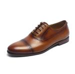 Fashionable Tan Lace Up Mens Leather Dress Shoes