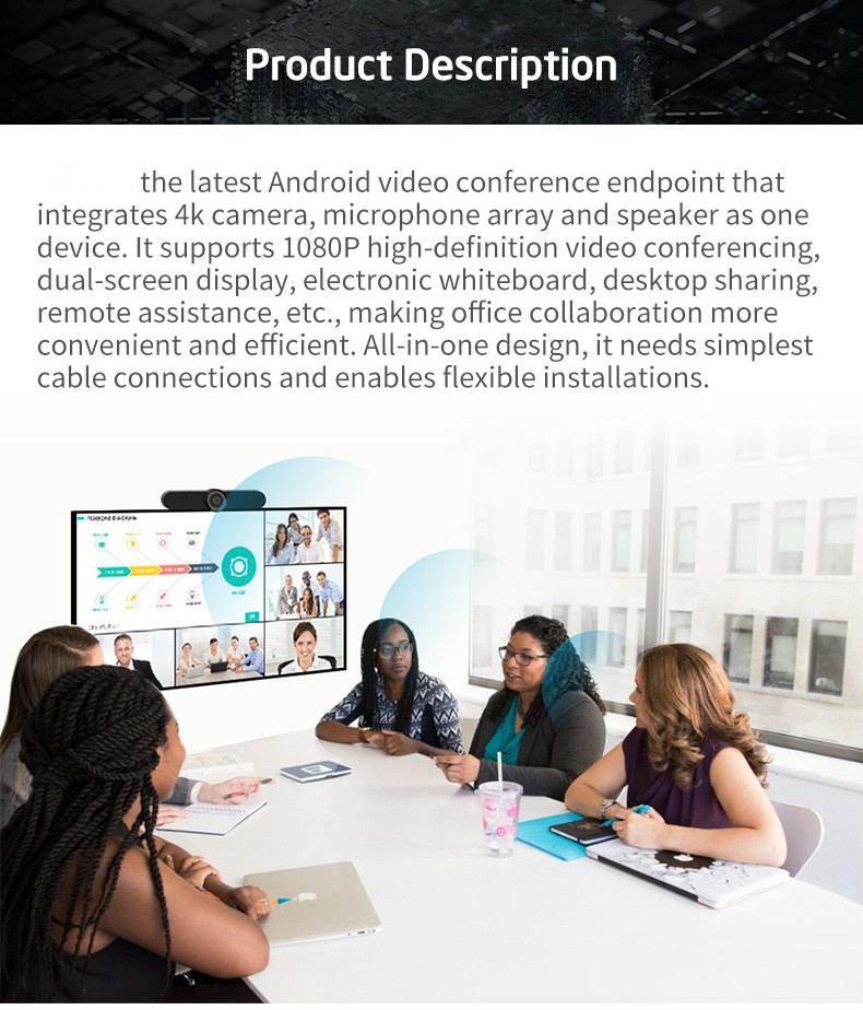 4K Camera 1080p 30fps Smart Video Conferencing Endpoint With Microphone