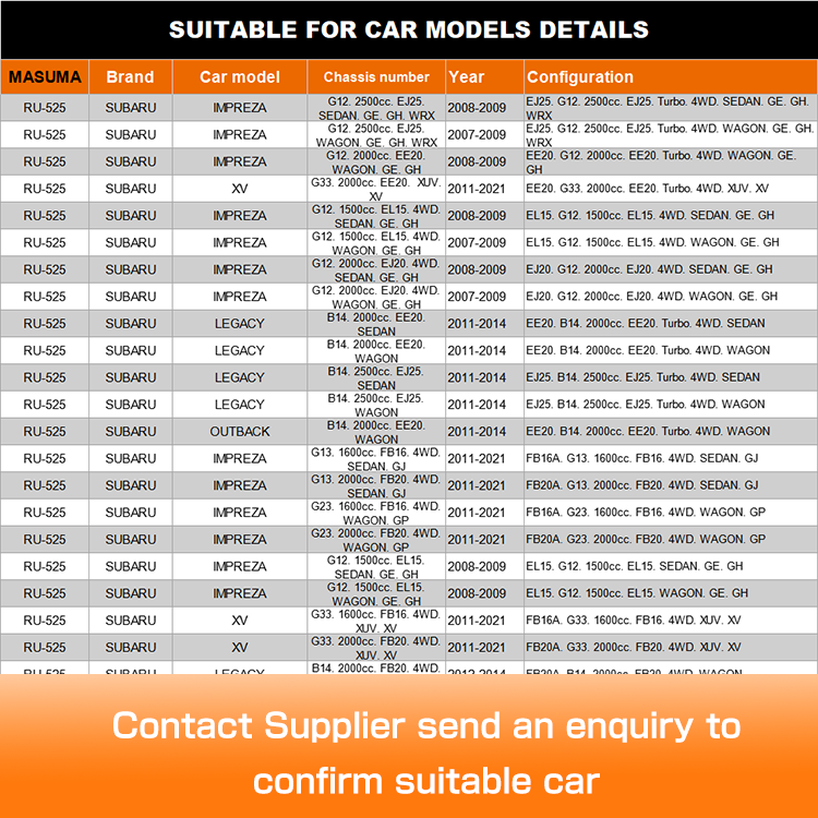 Suspension Bush RU-525 MASUMA Auto Mountings for SUBARU EXIGA 00649594 20257XA000 4JG2
