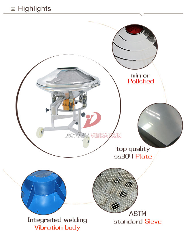 Centralized SUS304 316 Circular Vibrating Sieve Separator