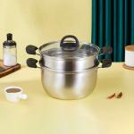 Factory Price Silver Two Layers Stainless Steel Saucepot Food Steamer Pots Soup
