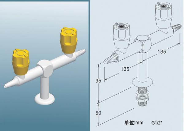 Heat Resistance / Anti - Ultraviolet Radiation Lab Fittings Gas Tap With PP