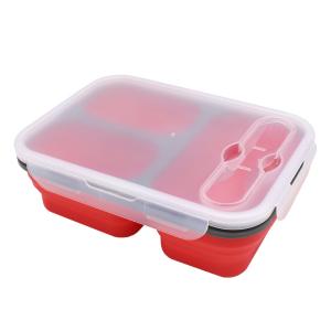 Quality 3 Compartments Dishwasher Safe Collapsible Bento Box BPA Free For Kids wholesale