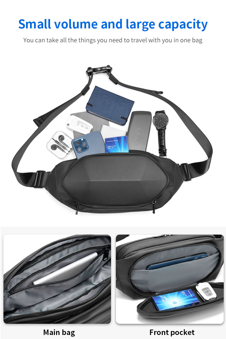 Casual Polyster Anti Theft Waist Bag Slash Proof Waist Pack 30*16*11cm