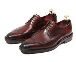 Derby Style Mens Brown Lace Up Shoes Flat Mens Woven Leather Slip On Shoes