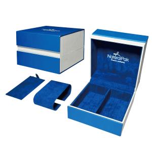 Quality Sapphire Blue Plastic Luxury Watch Packaging Box Jewelry Box For Necklaces And Earrings wholesale