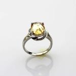 Fashion Jewelry 925 Silver 8mmx10mm Oval Citrine Cubic Zircon Ring (R131)