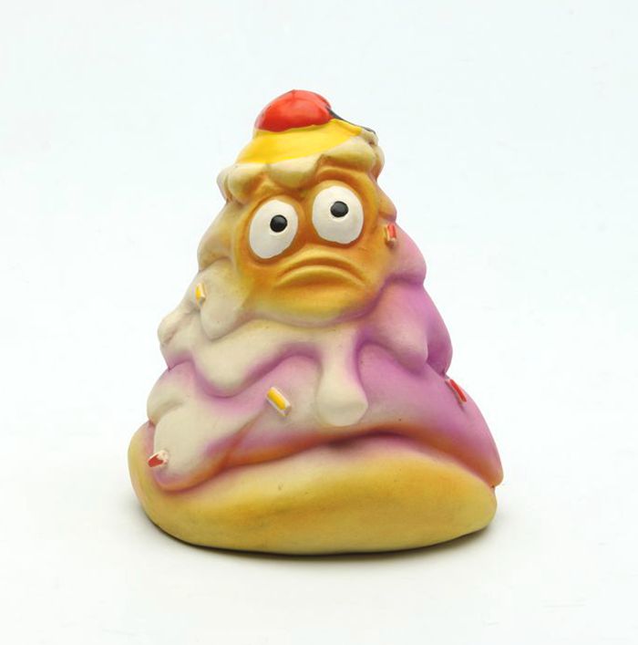 Funny Cake Shape Latex Pet Toys / Colorful Latex Squeaky Dog Toy PT-L004
