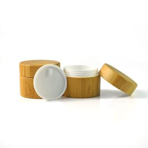 Quality Clear 5G 15G Glass Cream Jars Cosmetic Packaging Frosted With Bamboo Lid wholesale