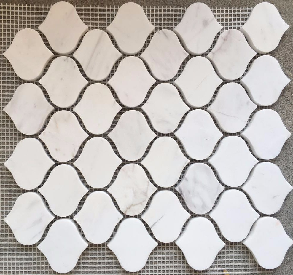 White Black Penny Grey Mosaic Floor Tiles , Various Patterns Stone Brick Mosaic Tiles