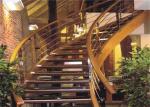 Clear Finish 38mm Wood Tread Building Curved Stairs With 4mm Cable Railing
