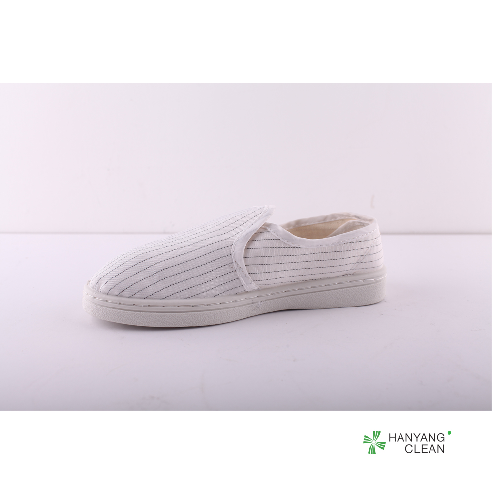 Factory cleanroom stripe canvas PVC outsole shoe breathable esd antistatic workshop shoes