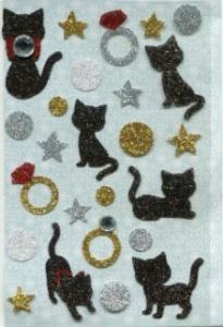 Quality Personalized Cute 3d Glitter Stickers , Beautiful Glitter Cat Stickers wholesale