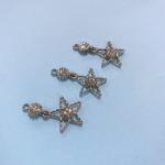 Zinc Alloy Pentagram Star Bra Charms Rhinestone Pendants