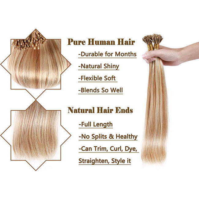 Real Remy Russian U Tip Human Hair Extensions Highlight I Tip ODM