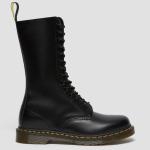 Round Toe Women'S Leather Boots Black Military Style Boots For Leisure /