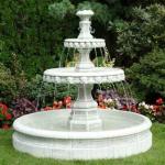 Marble Water Fountain 3 Tier White Round Fountain Hand Carved Outdoor Garden