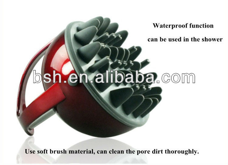 Watertight Scalp Massaging Shampoo Brush BF6002 Piano Finish Red Color