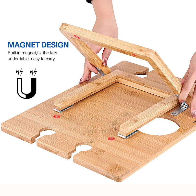 Outdoor Engraved Bamboo Folding Tray Table For Picnic Desk Camping