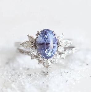 Quality S925 Rose Gold Oval Lavender Sapphire Side Cz Engagement Promise Ring Elegant Jewelry wholesale