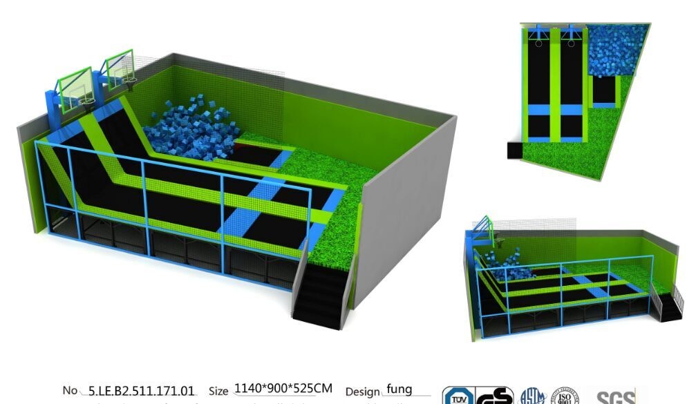 102M2 Large Size Funny Kids & Adults Indoor Amusement Trampoline Park Fitness Equipment