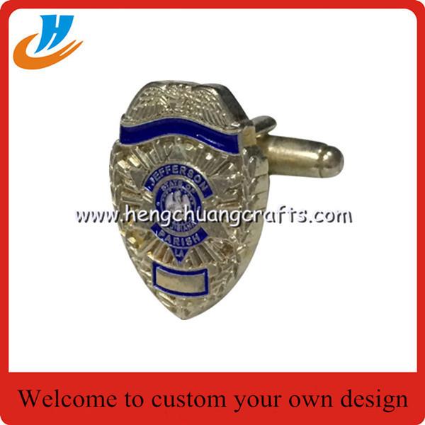 Custom fashion metal Police America cufflink gold and silver plated for