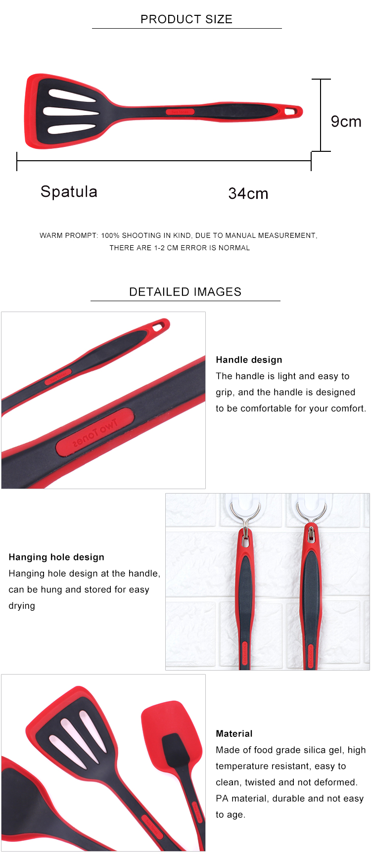 Wholesale Kitchen Utensil Silicone Non-Stick Nylon Slotted Turner Spatula