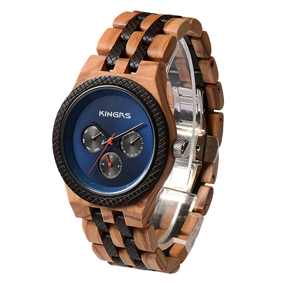 Fashion watches men luxury wrist natural wooden watches OEM watch ,Waterproof Multifunction Quartz Movement Men Watch