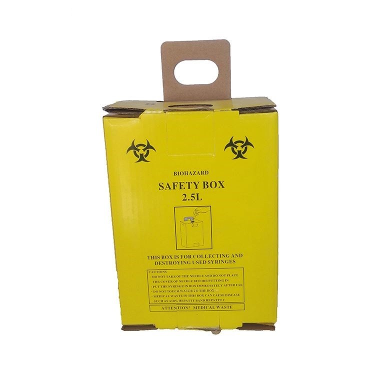2.5L Safety box, Disposable Medical Cardboard Safety Box, Safety Box For Syringe,Needles and sharps, 2.5 Liters