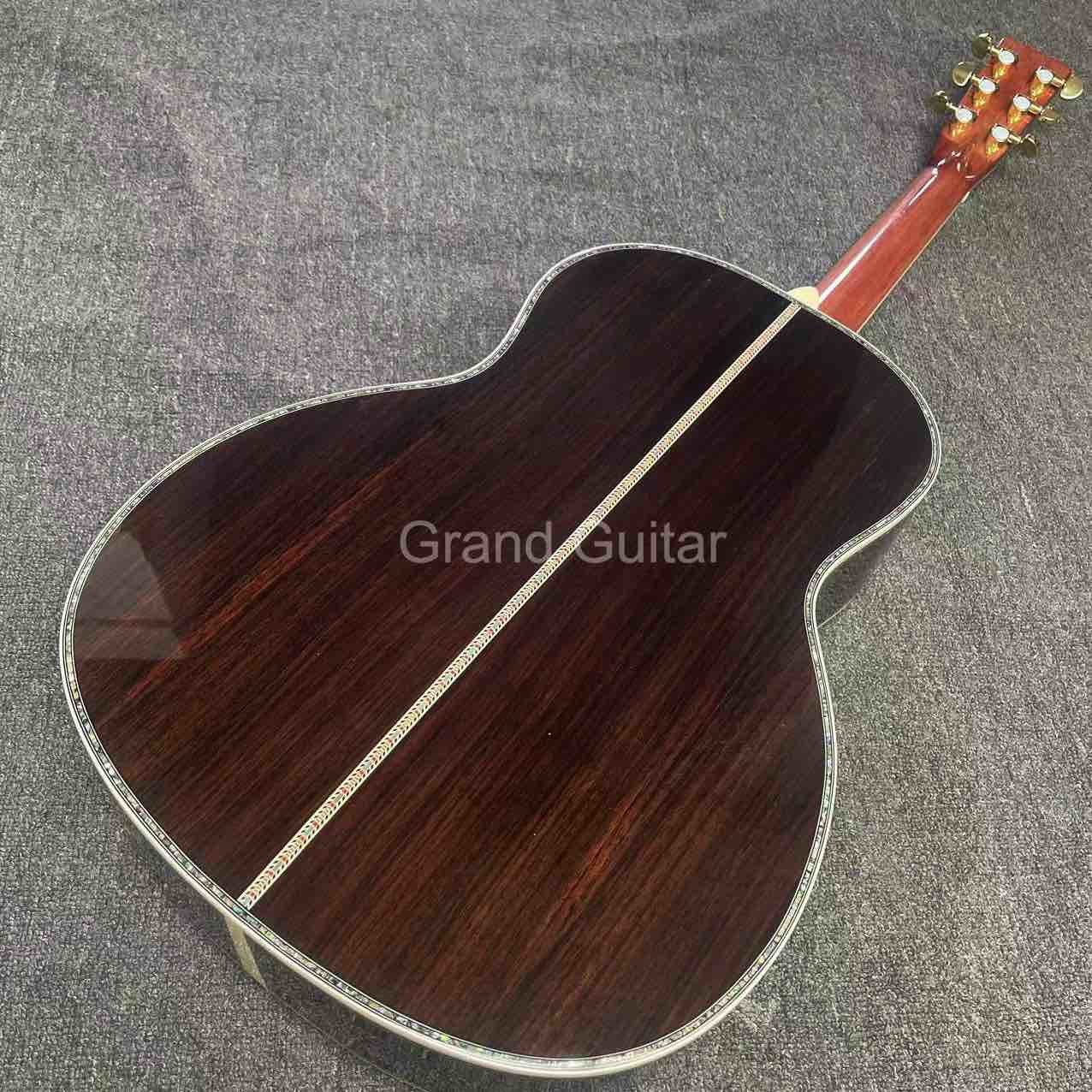 Custom 39 Inch OOO Body Solid Spruce Wood Top Abalone Binding Acoustic Guitar