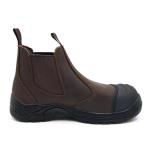 Brown Genuine Leather Chelsea Boots Waterproof Work Safety Boots Without Lace
