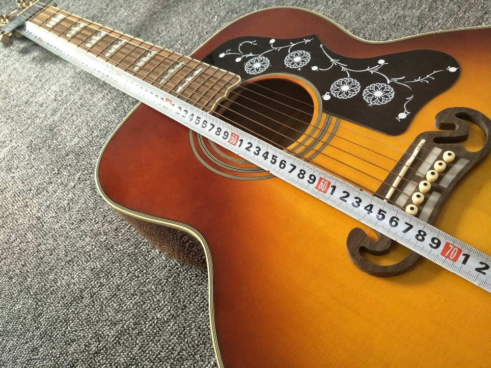Factory Custom G200 Acoustic Guitar 43 inches Sunburst Sitika Solid Spruce Maple Acoustic Guitar Back / Side Tiger Strip