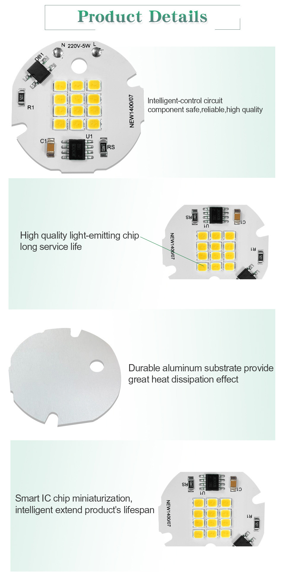 5W SMD LED Chip Encapsulation Series Brighter Safe And Reliable