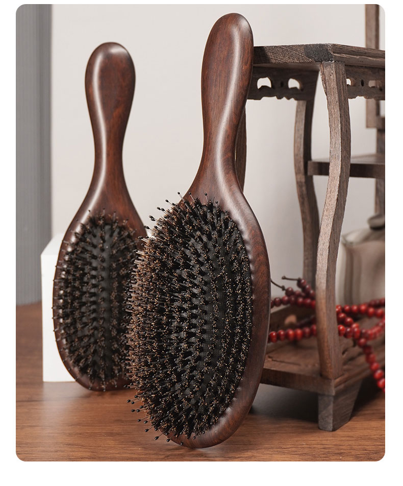 Customized Logo Wooden Square Paddle Hair Brush With 100% Beechwood